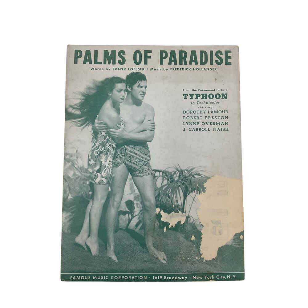 Palms of Paradise Sheet Music Frank Loesser Frederick Hollander‎ Typhon